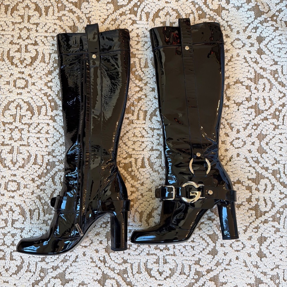 Dolce & Gabbana Black Patent Leather Knee Boots